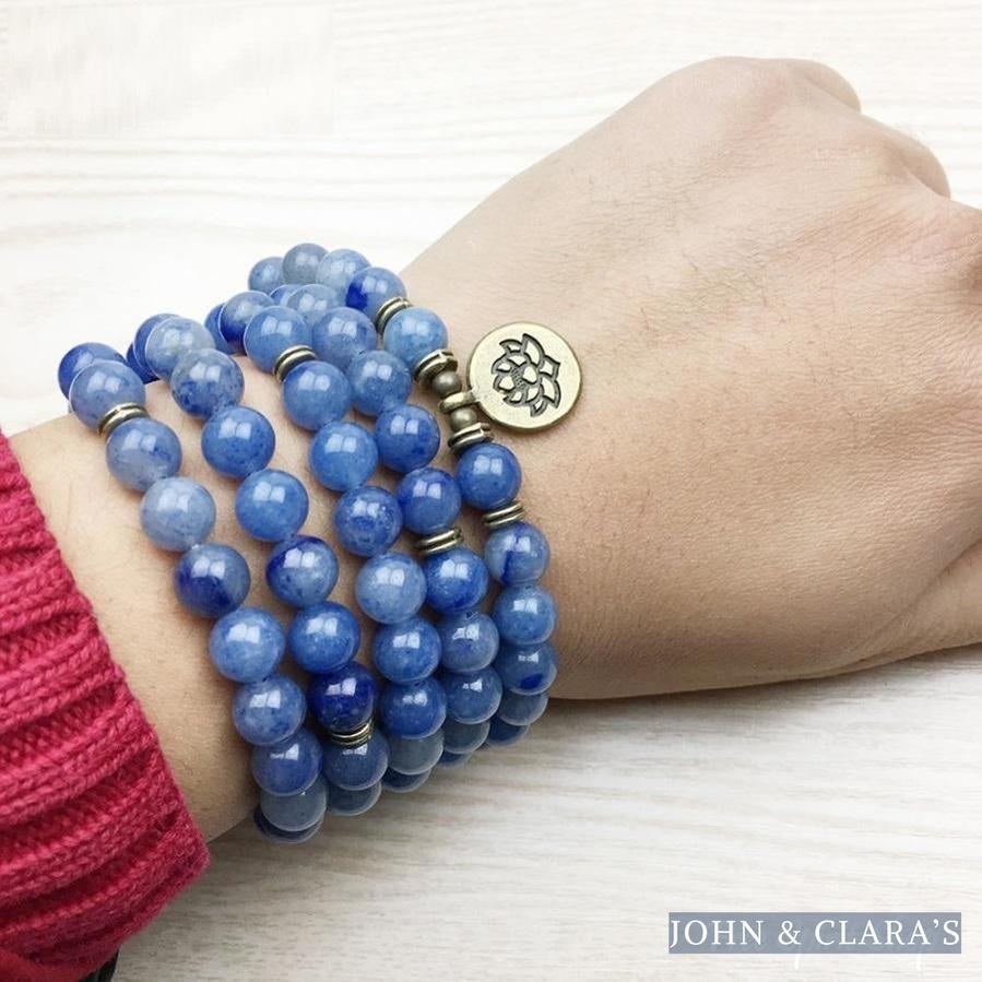 108 Natural Blue Aventurine Stone Mala Prayer Beads Bracelet