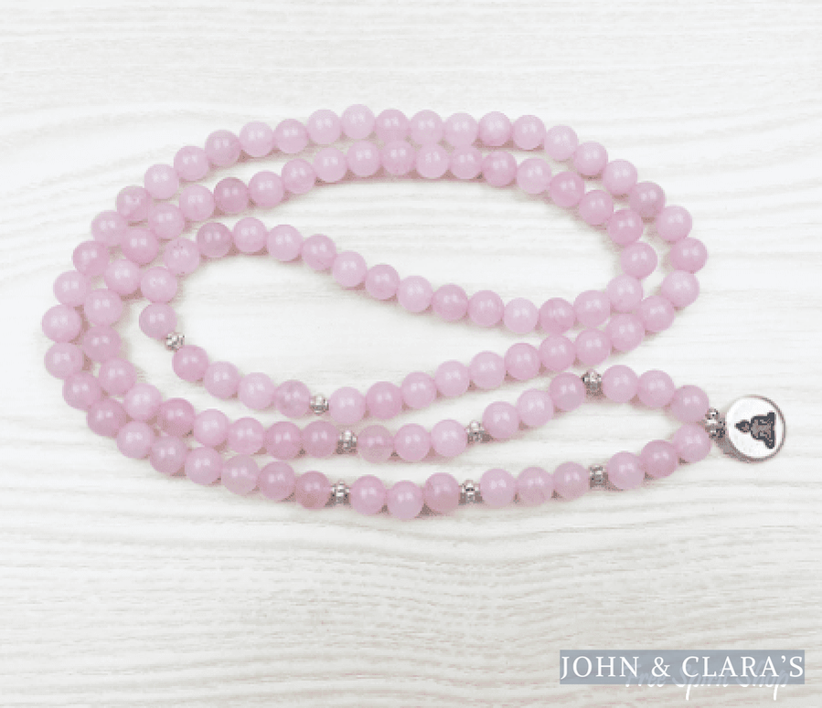 108 Natural Rose Quartz Mala Prayer Beads Bracelet