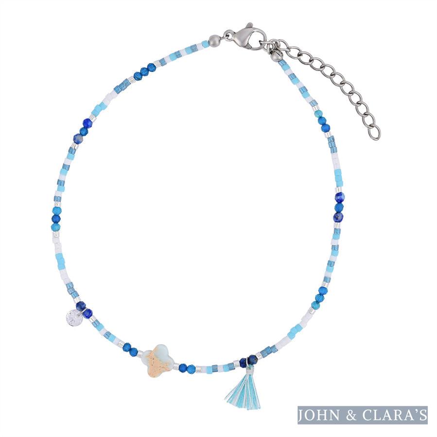 Natural Blue Lapis Lazuli & Apatite Beaded Anklet