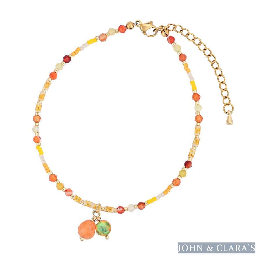 Natural Carnelian & Citrine Beaded Anklet
