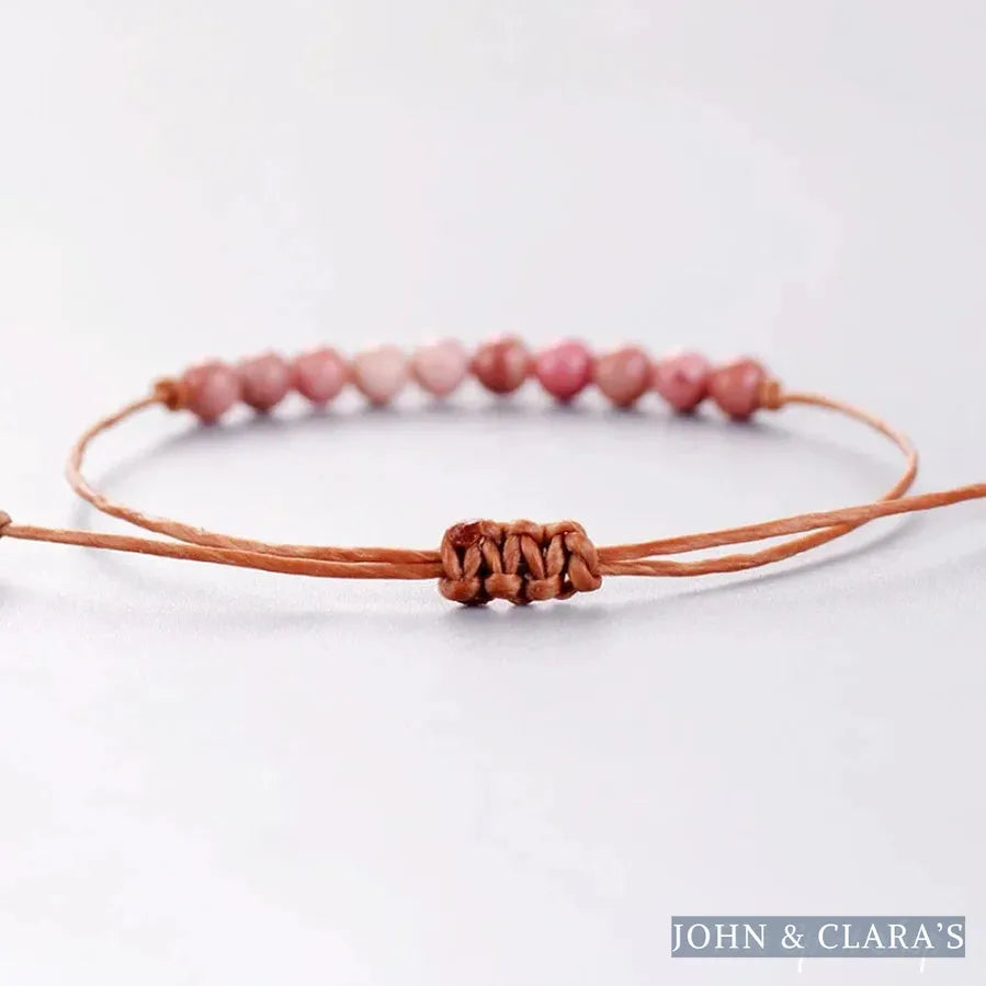 Handmade Natural Rhodonite Stone Adjustable Bracelet