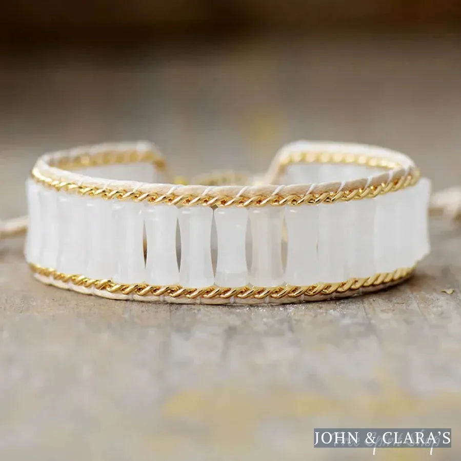 Natural White Jade Chain Adjustable Bracelet