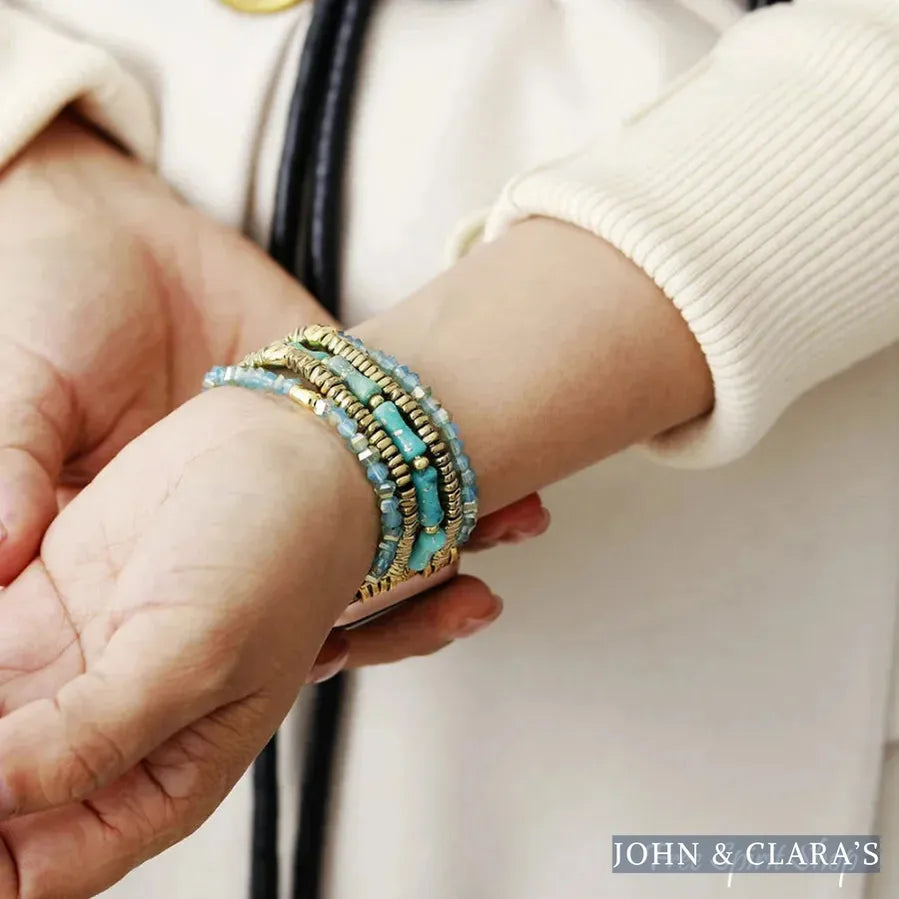 Ocean Blue & Seed Bead Stretchable Apple Watch Band