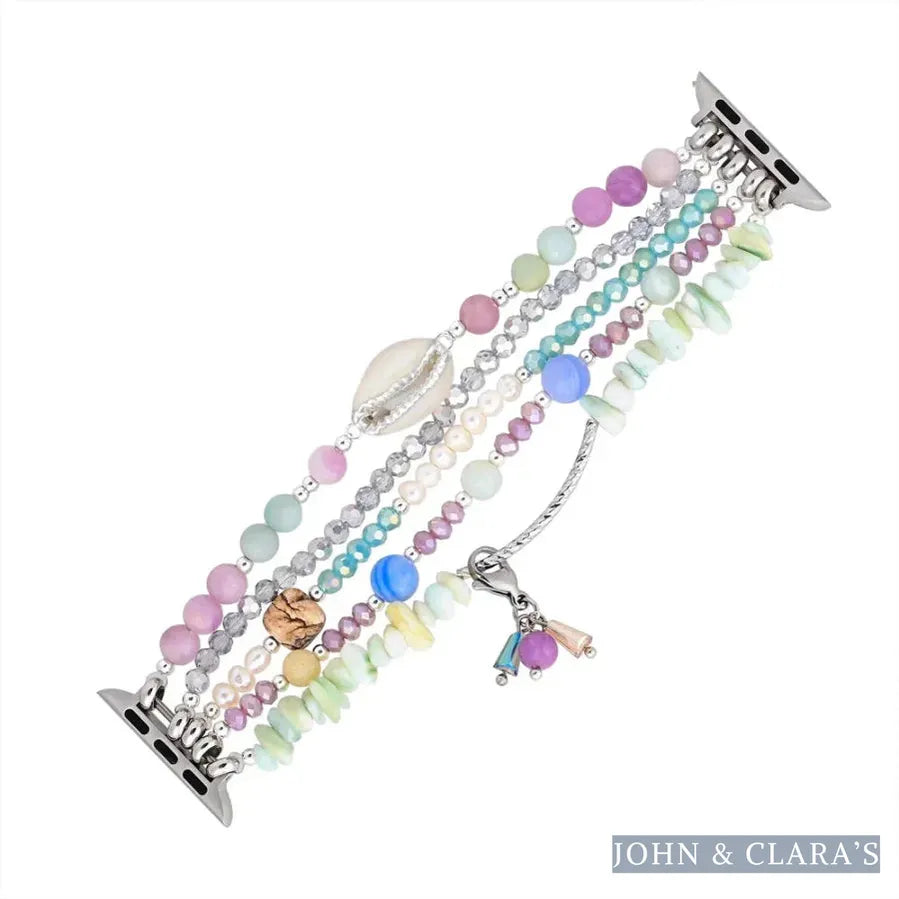 Natural Lepidolite Green Jade Amazonite & Shell Apple Watch Band
