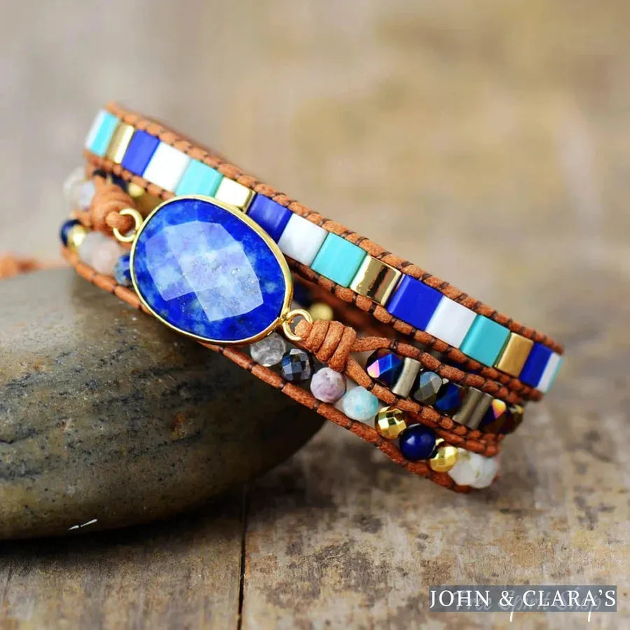 Handmade Lapis Lazuli & Mixed Bead Wrap Bracelet