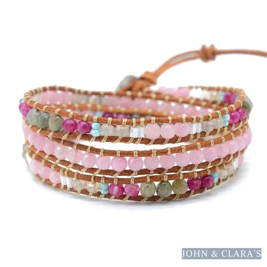 Natural Rose Quartz & Labradorite Wrap Bracelet
