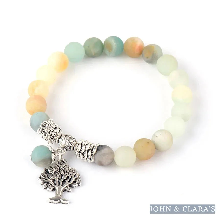 Natural Amazonite Tree Of Life Bead Bracelet