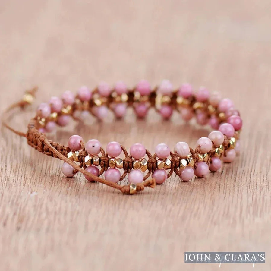 Handmade Natural Rhodonite Wrap Bracelet