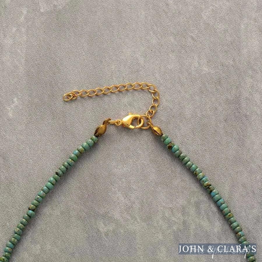 Natural African Turquoise & Amazonite Beaded Choker Necklace