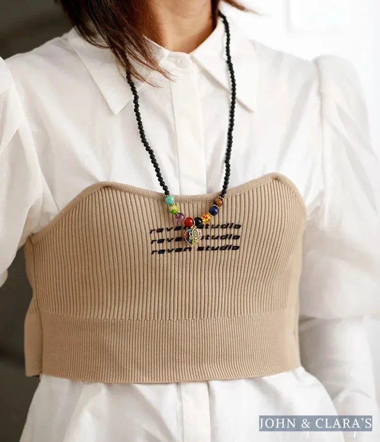 Natural Black Lava Stone & Chakra Heart Bead Bracelet