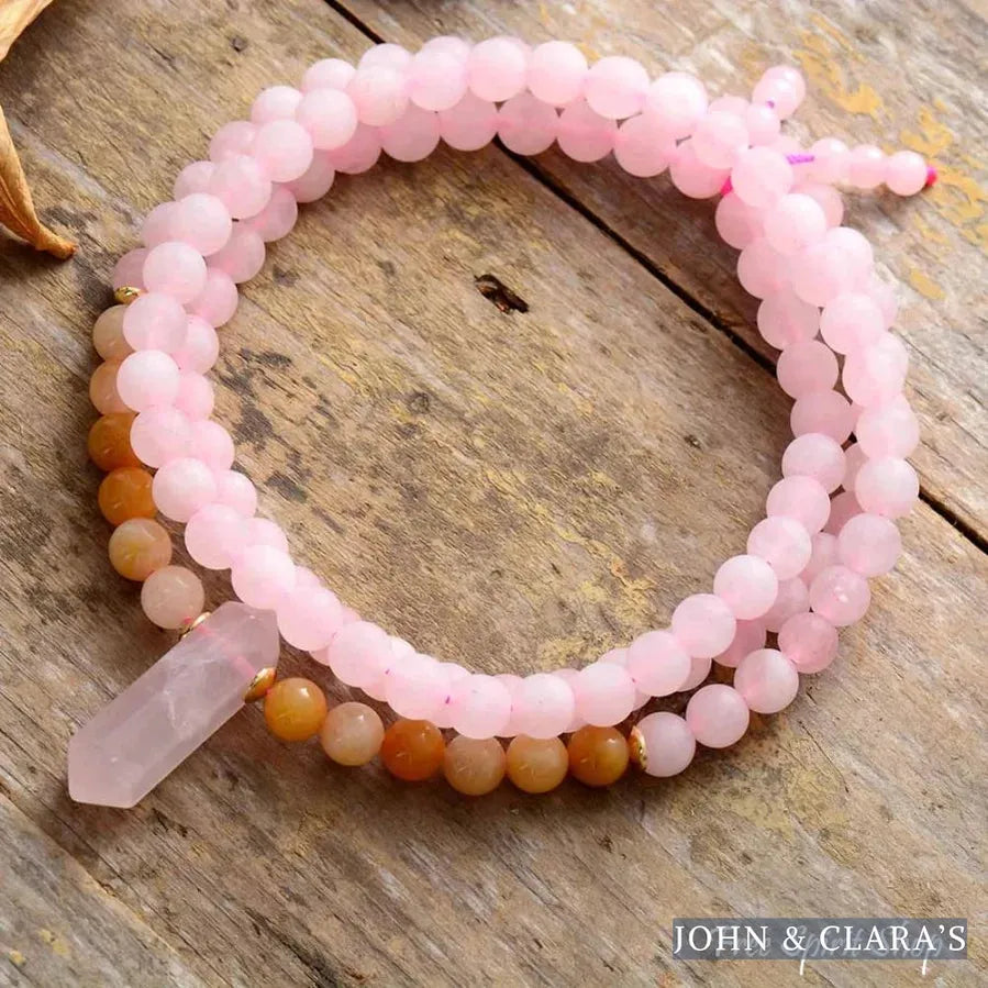 108 Rose Quartz & Jade Mala Bracelet / Necklace