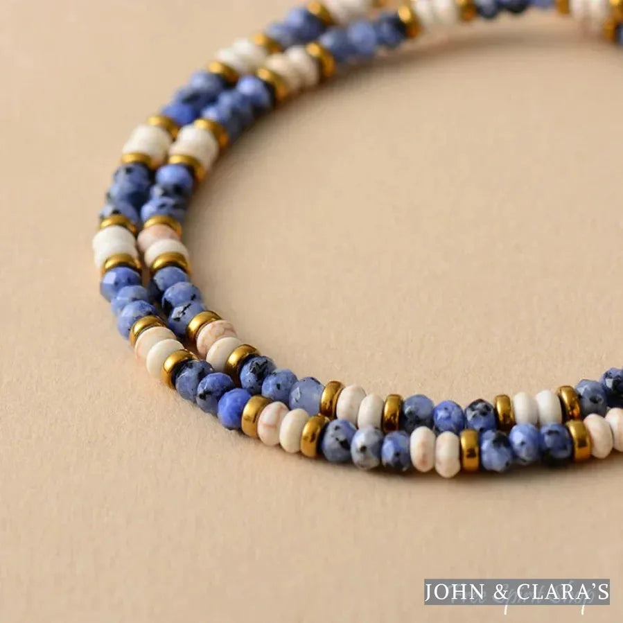 Natural Sodalite & Howlite Gemstone Bead Choker