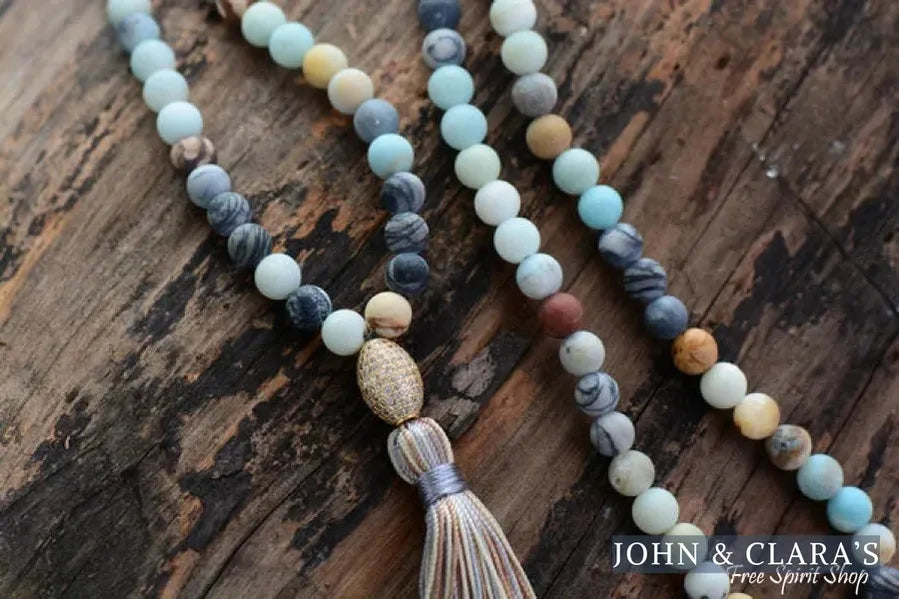 Natural Semi-Precious Agate & Amazonite Stone Mala