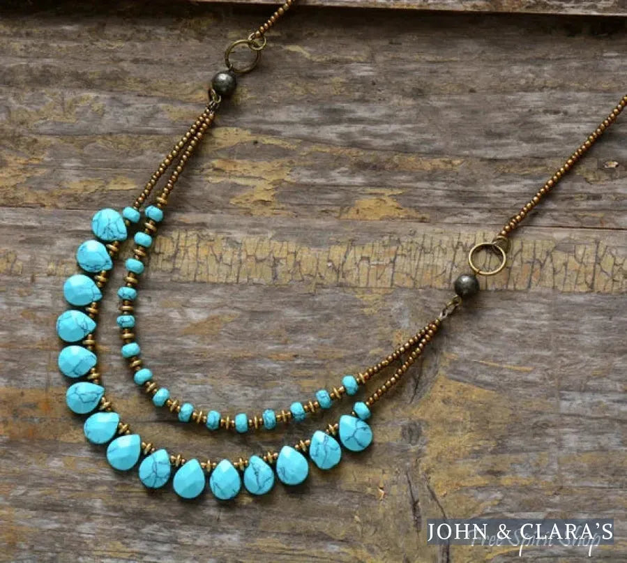Handmade Turquoise Jasper Multi-Layer Beaded Necklace