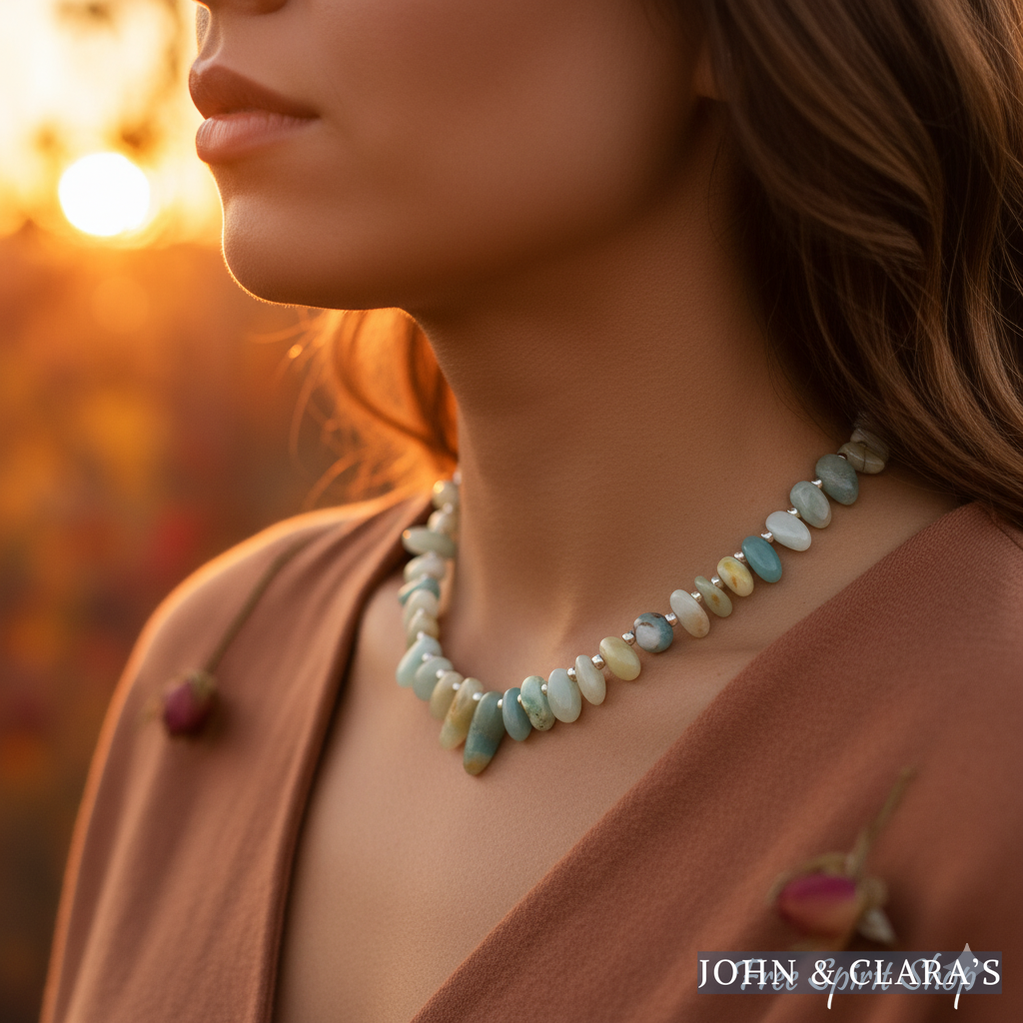 Amazonite Nugget Statement Necklace - Calming Ocean Energy