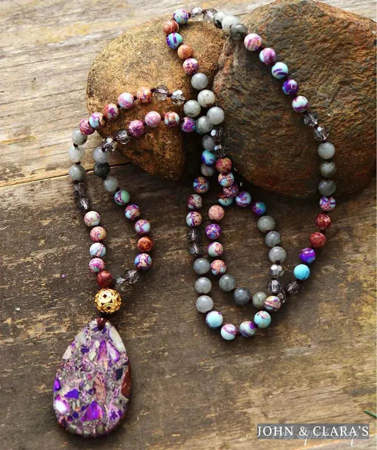Natural Purple Jasper & Labradorite Beaded Necklace
