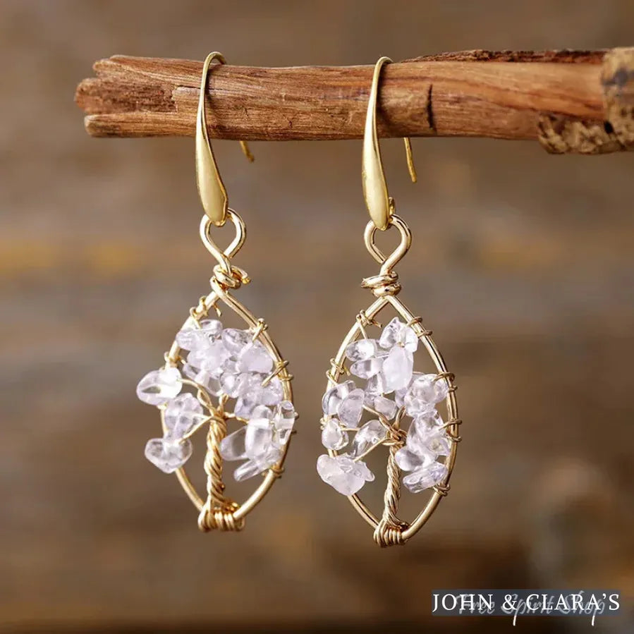 7 Chakra Crystals Tree of Life Earrings