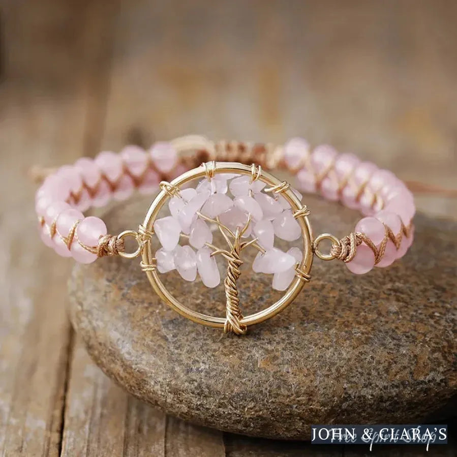 Natural Crystal Tree of Life Adjustable Bracelet