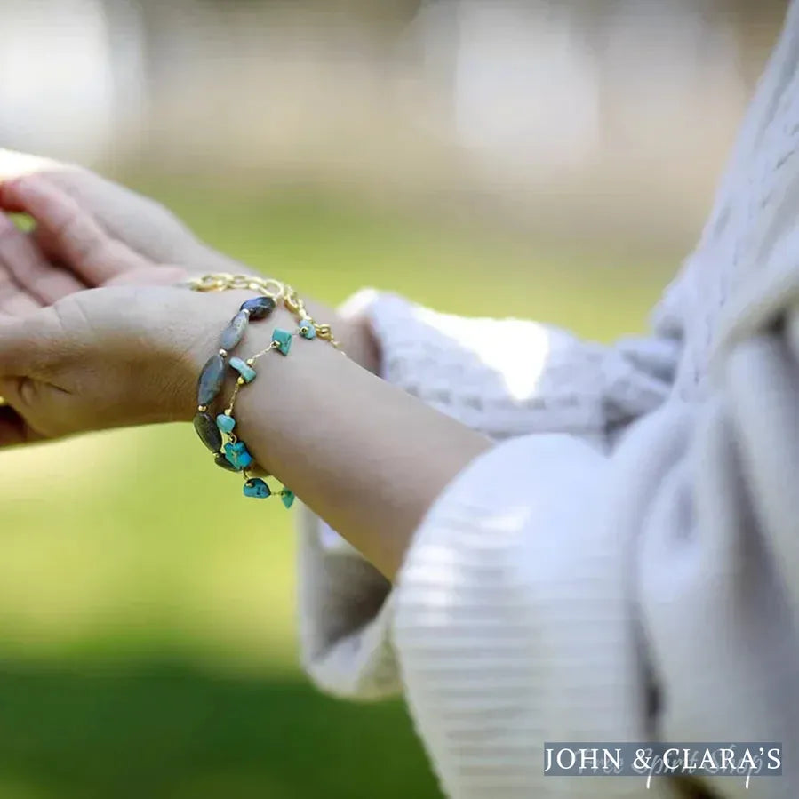 Natural Labradorite Oval Bead Bracelet