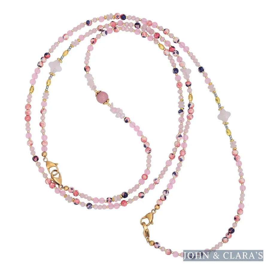 4-in-1 Natural Rose Quartz & Rhodonite Beaded Chain