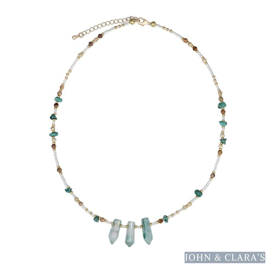 Natural Turquoise & Green Crystal Choker Necklace