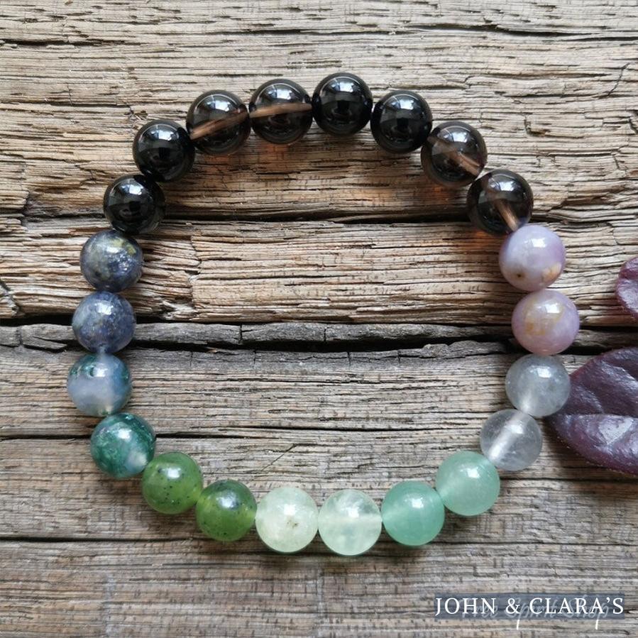 108 Natural Green Aventurine Smokey Quartz & Lepidolite Mala Bead Necklace