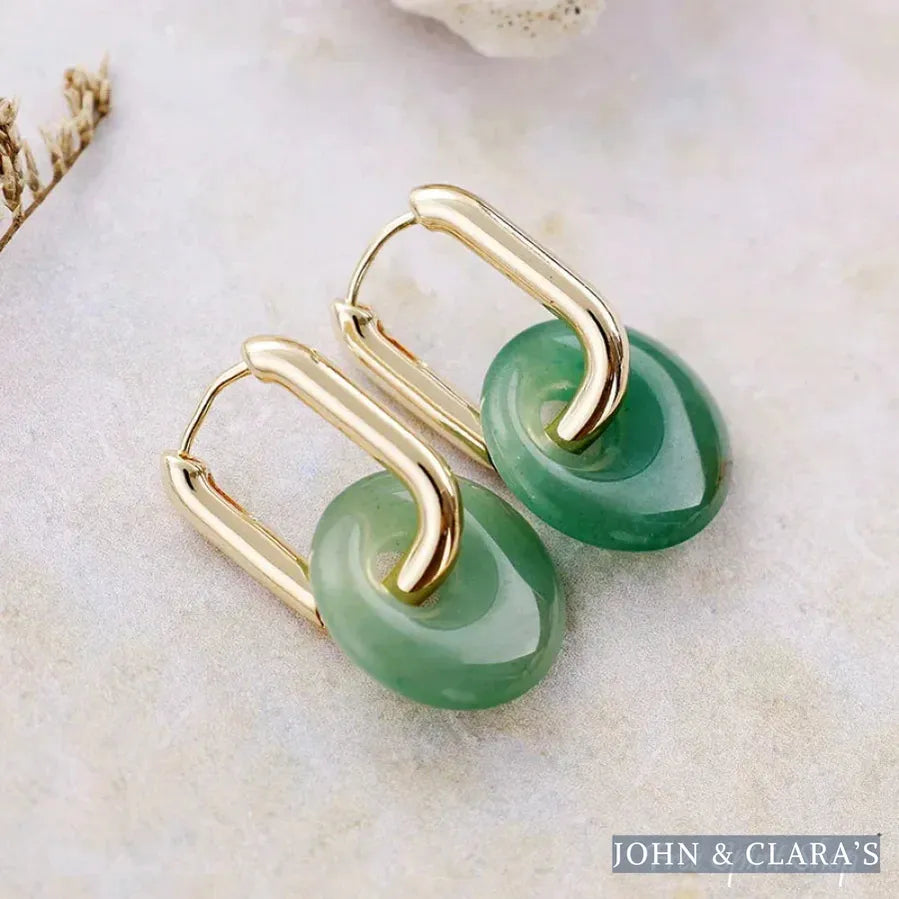Serenity Green Aventurine Hoop Earrings