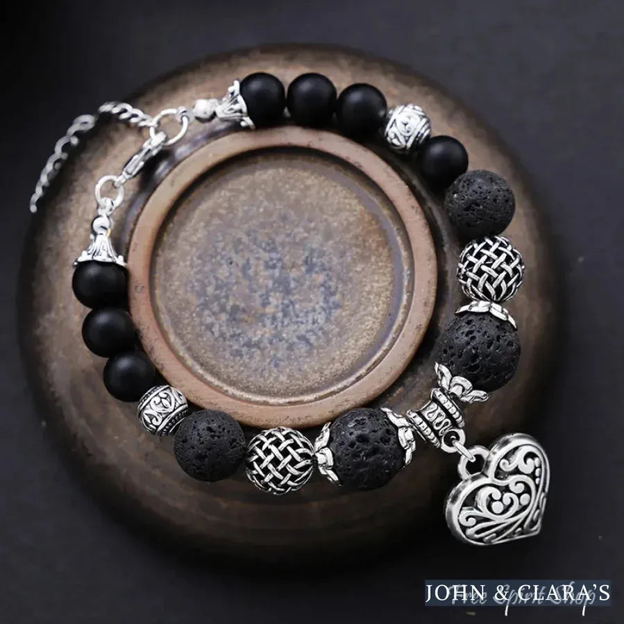 Natural Blue Apatite & Amazonite Heart Charm Bracelet