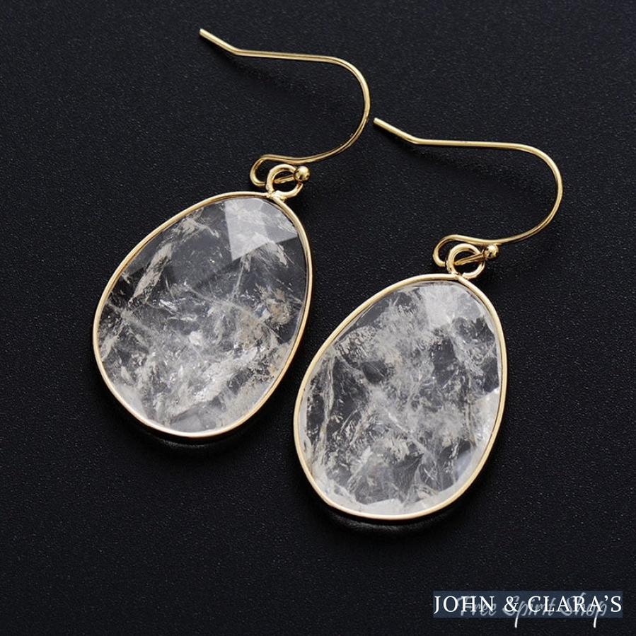 Handmade Clear Quartz Drop Earrings