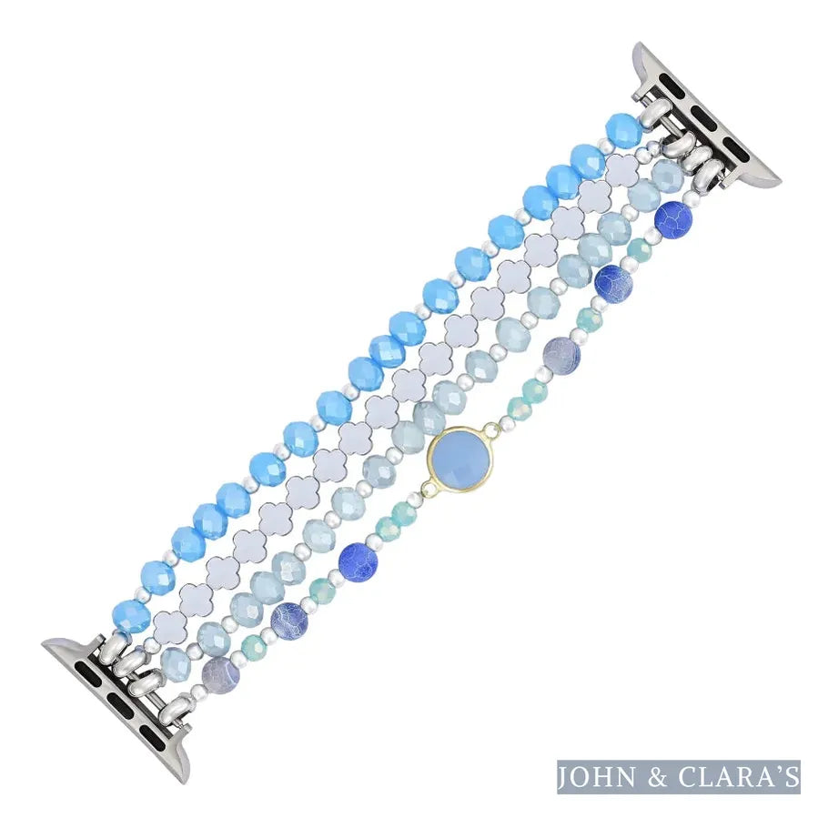 Ocean Breeze Beaded Apple Watch Band With Clover Charms