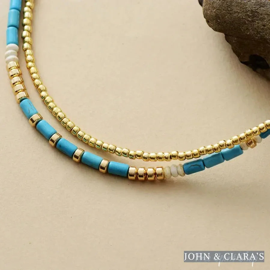 Turquoise Bead Two-Layer Choker
