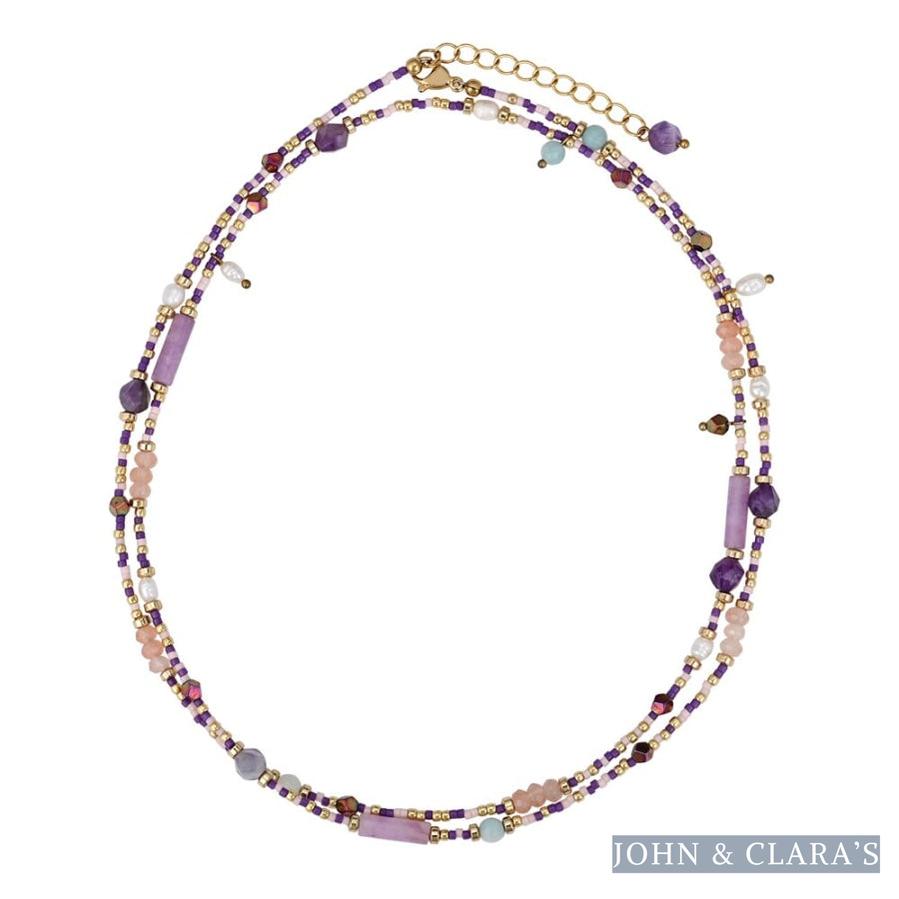 Natural Amethyst Hematite & Purple Assorted Bead Choker Necklace