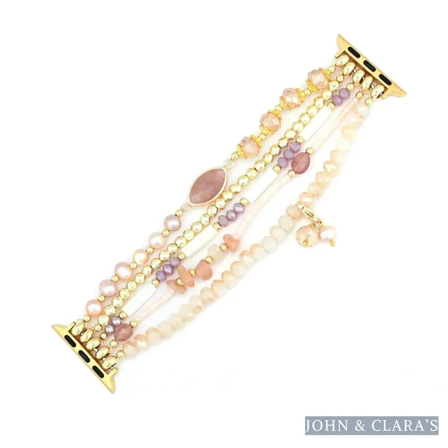 Natural Pink Aventurine & Pearl Apple Watch Bracelet