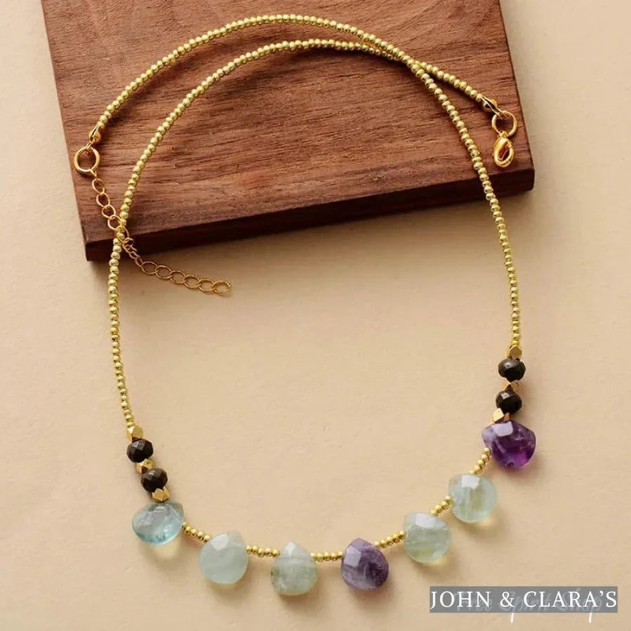 Natural Fluorite Drop Bead Necklace