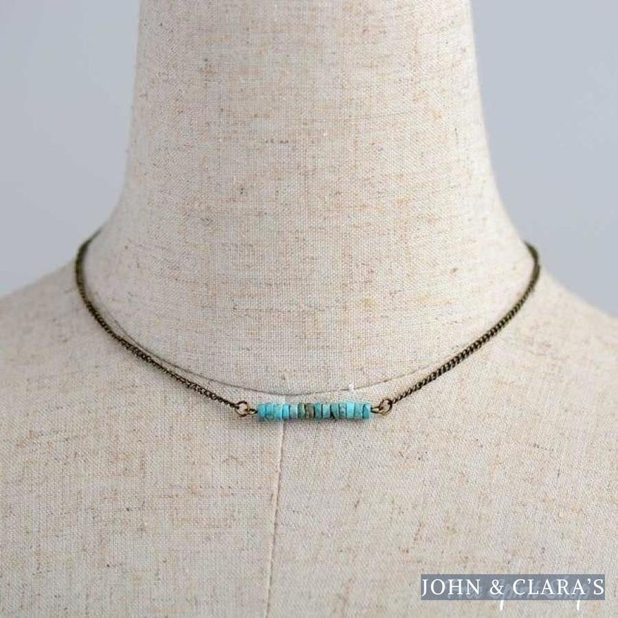 Antique Natural Stone Bead Choker Necklace