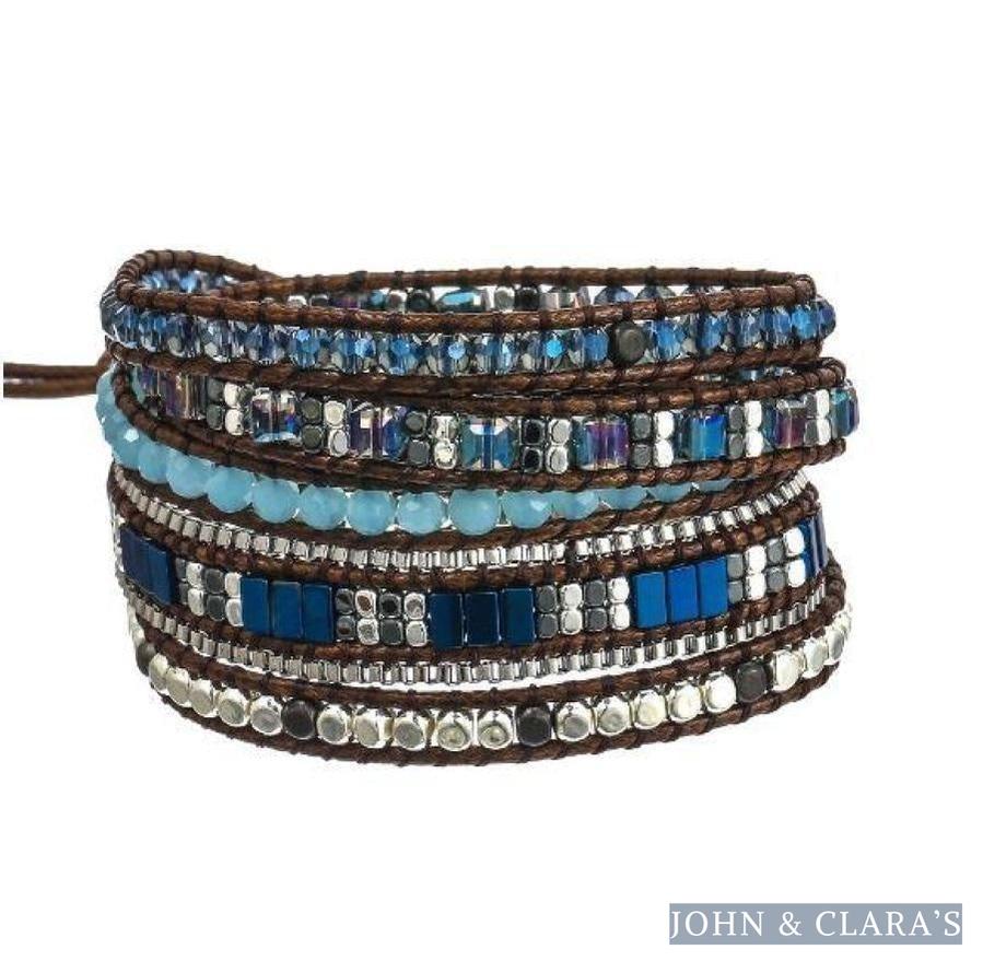 Handmade Crystal & Hematite Blue Wrap Bracelet
