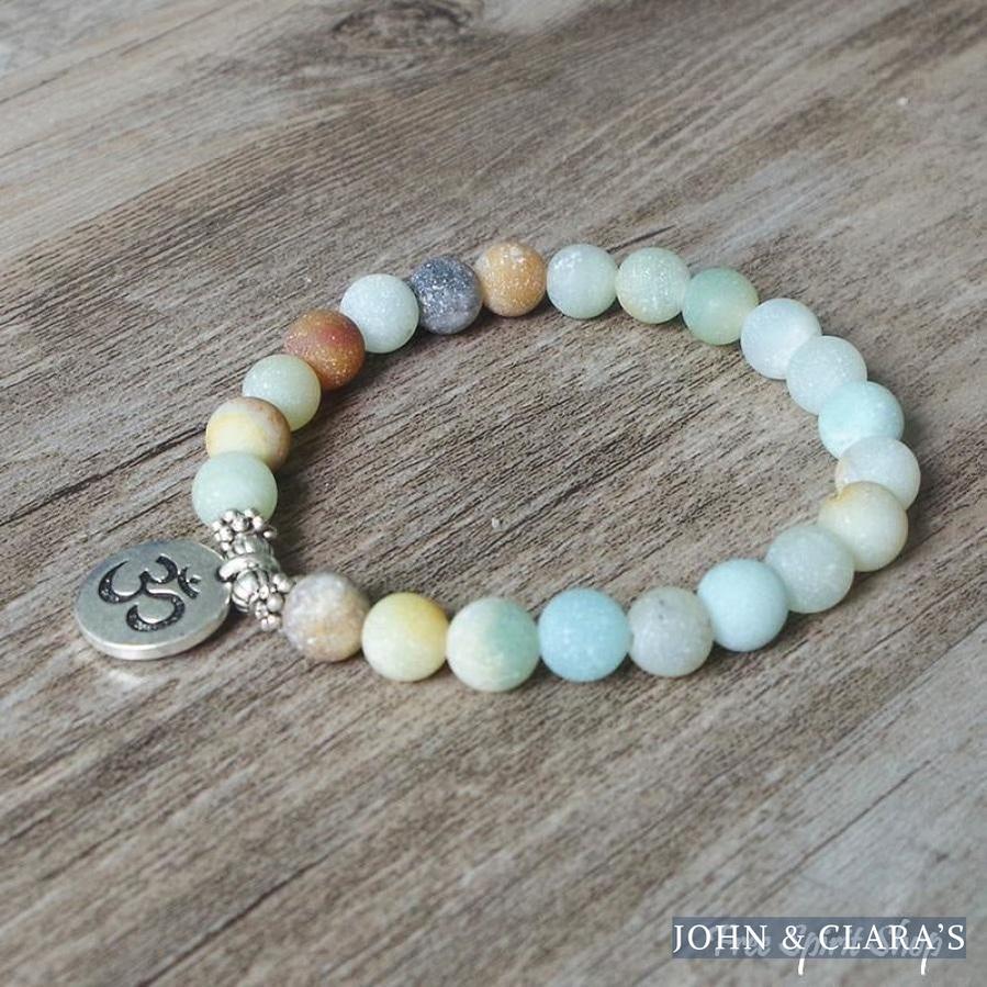 Natural Matte Amazonite Stone Bead Bracelet