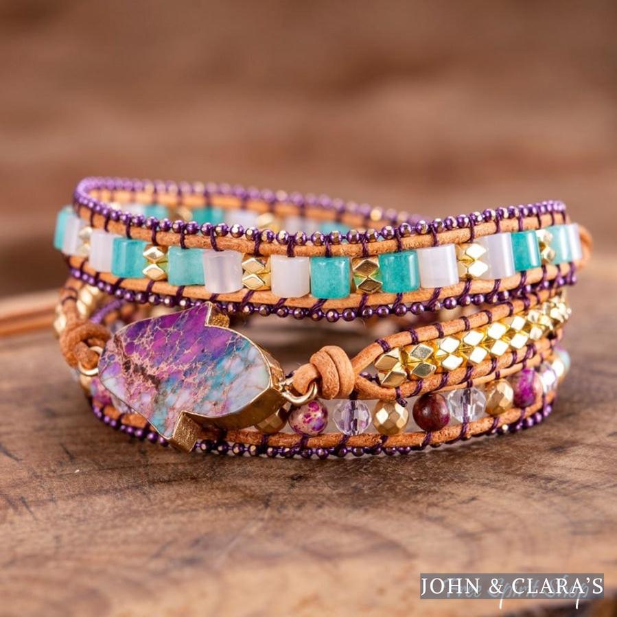 Handmade Purple Hamsa Hand Wrap Bracelet