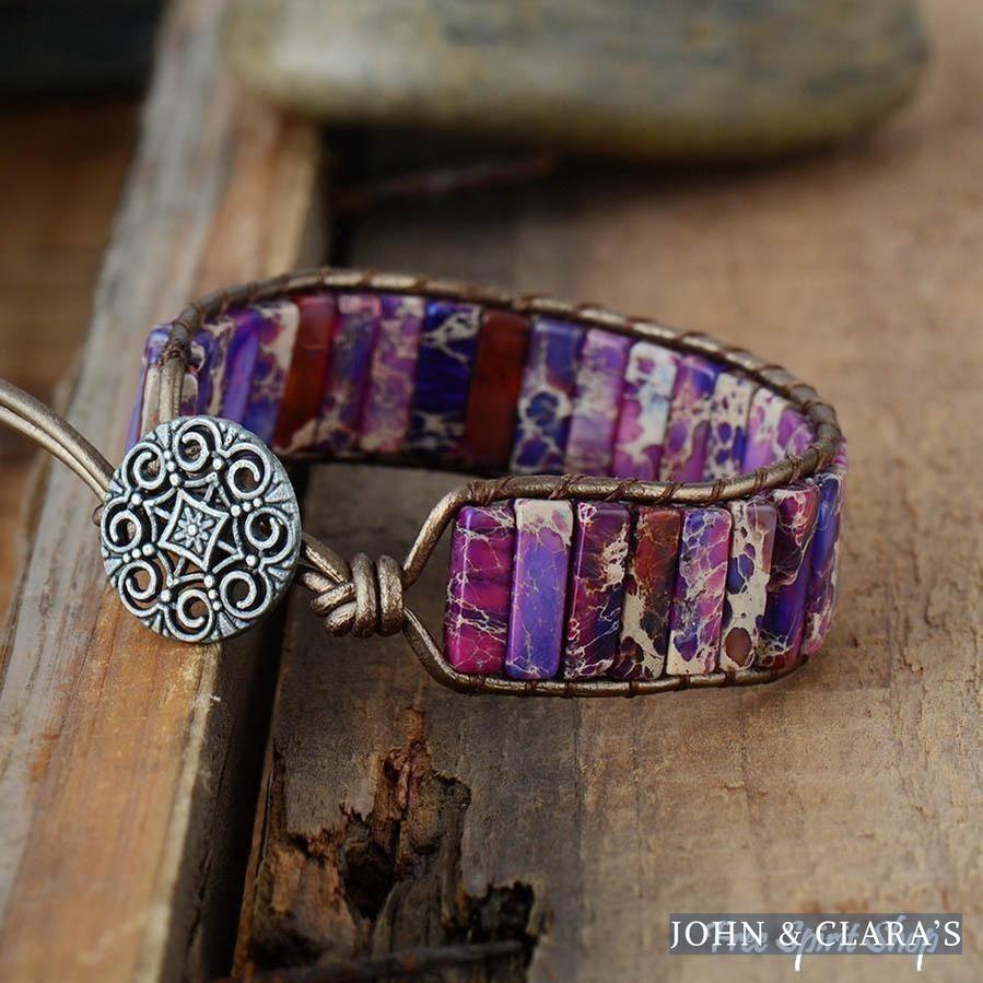 Handmade Purple Jasper Tube Wrap Bracelet