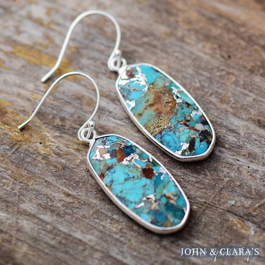 Handmade Turquoise Jasper Oval Drop Earrings