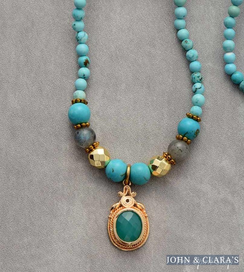 Handmade Turquoise & Labradorite Yoga Bead Bracelet / Necklace