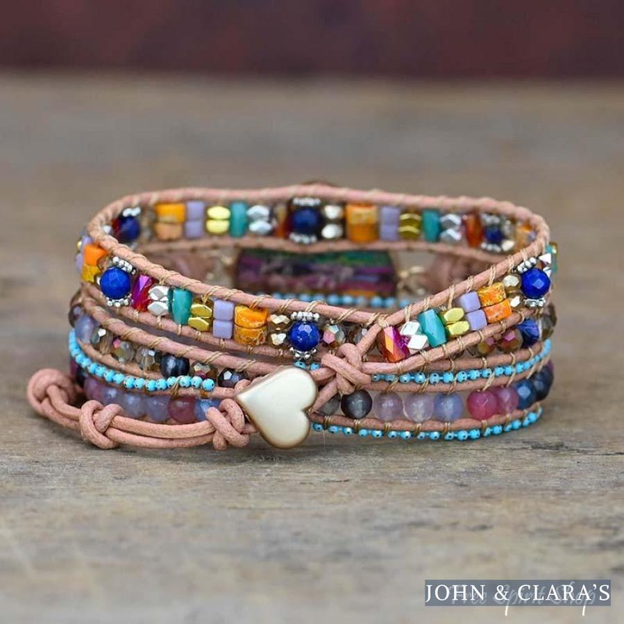 Multi-color Love Beaded Wrap Bracelet