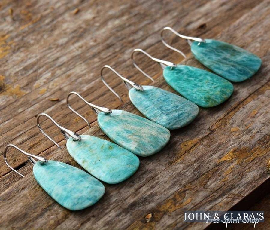 Natural Amazonite Stone Dangle Earrings