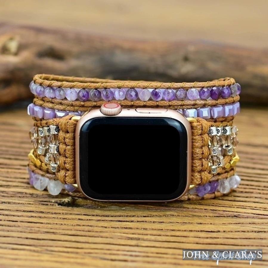 Natural Amethyst Beaded Apple Watch Band