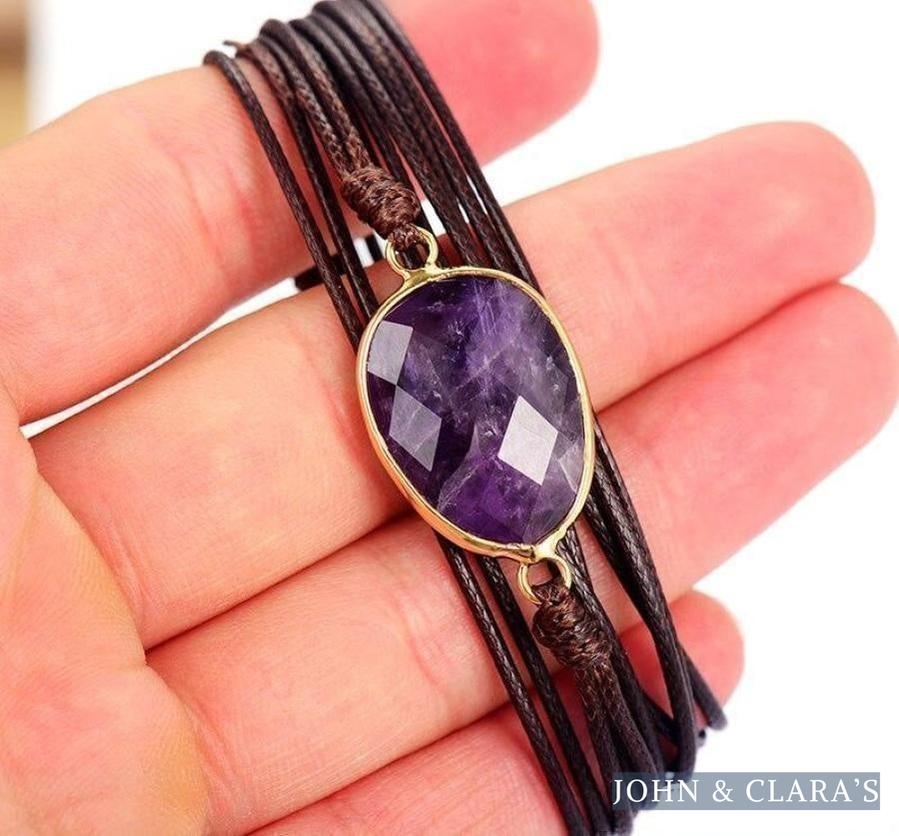 Natural Amethyst Gemstone Rope Wrap Bracelet