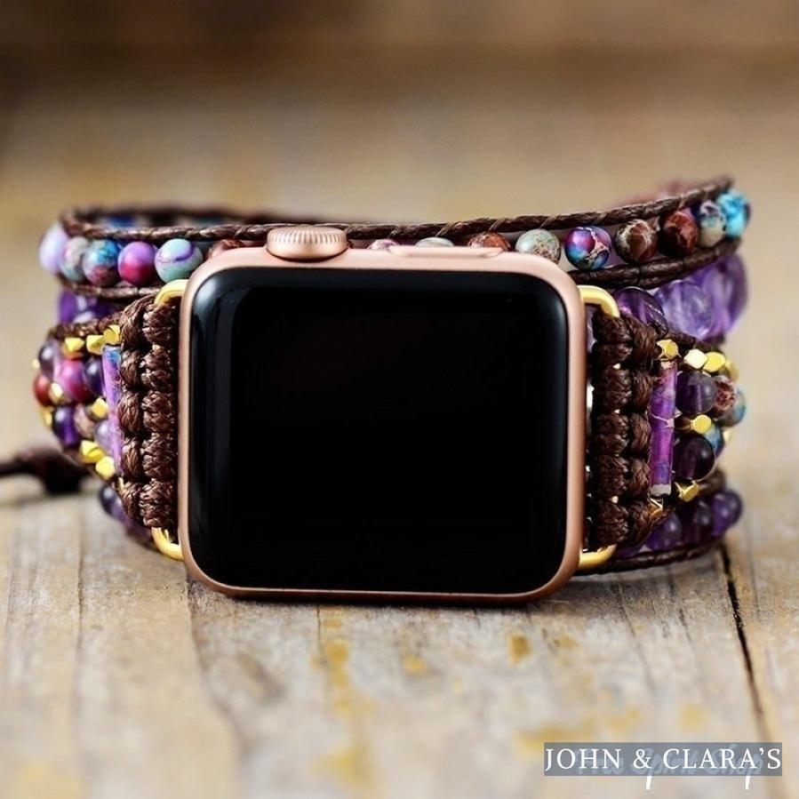 Natural Amethyst & Purple Jasper Apple Watch Band