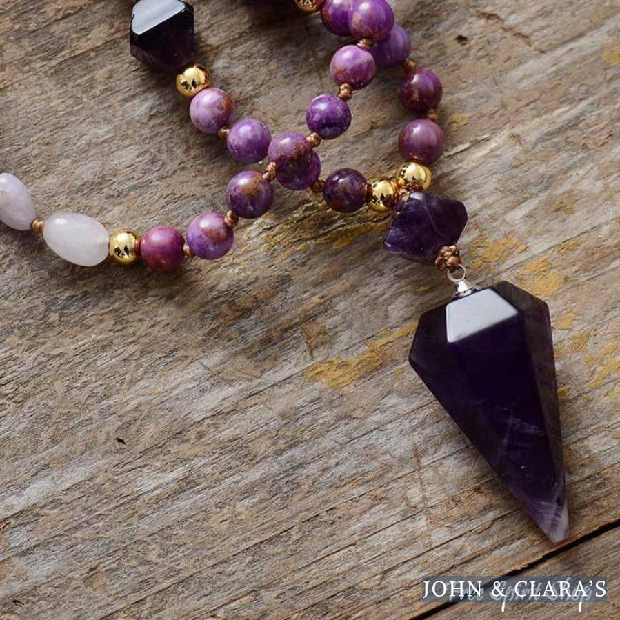Natural Amethyst & Purple Jasper Beaded Necklace