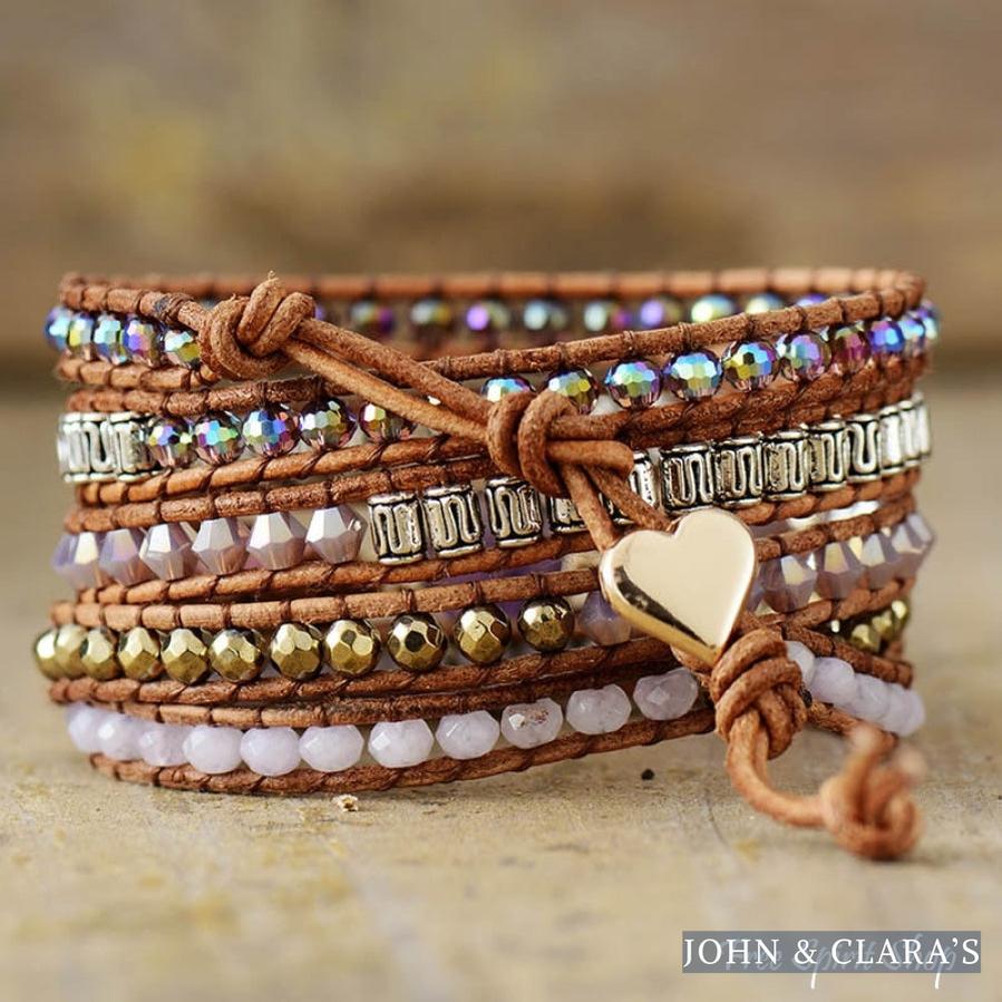 Natural Amethyst & Pyrite Wrap Bracelet