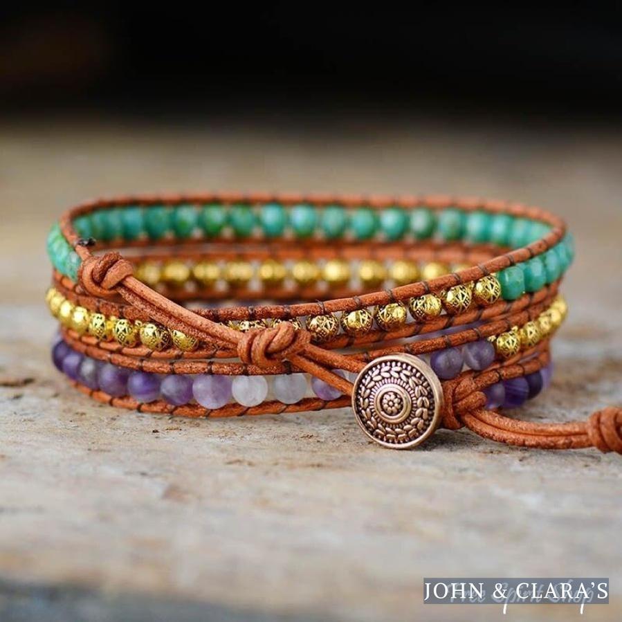 Natural Amethyst & Vintage Tibetan Bead Wrap Bracelet