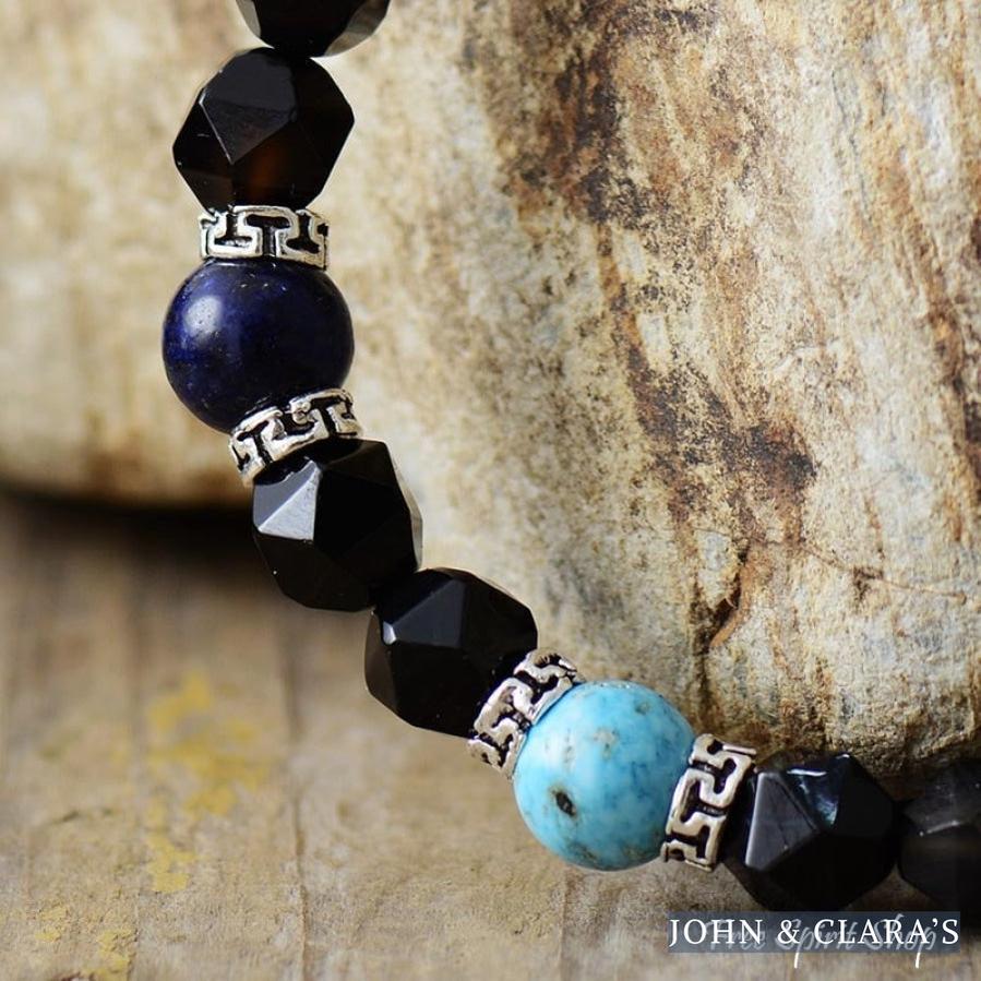 Natural Black Onyx & 7 Chakra Bead Bracelet